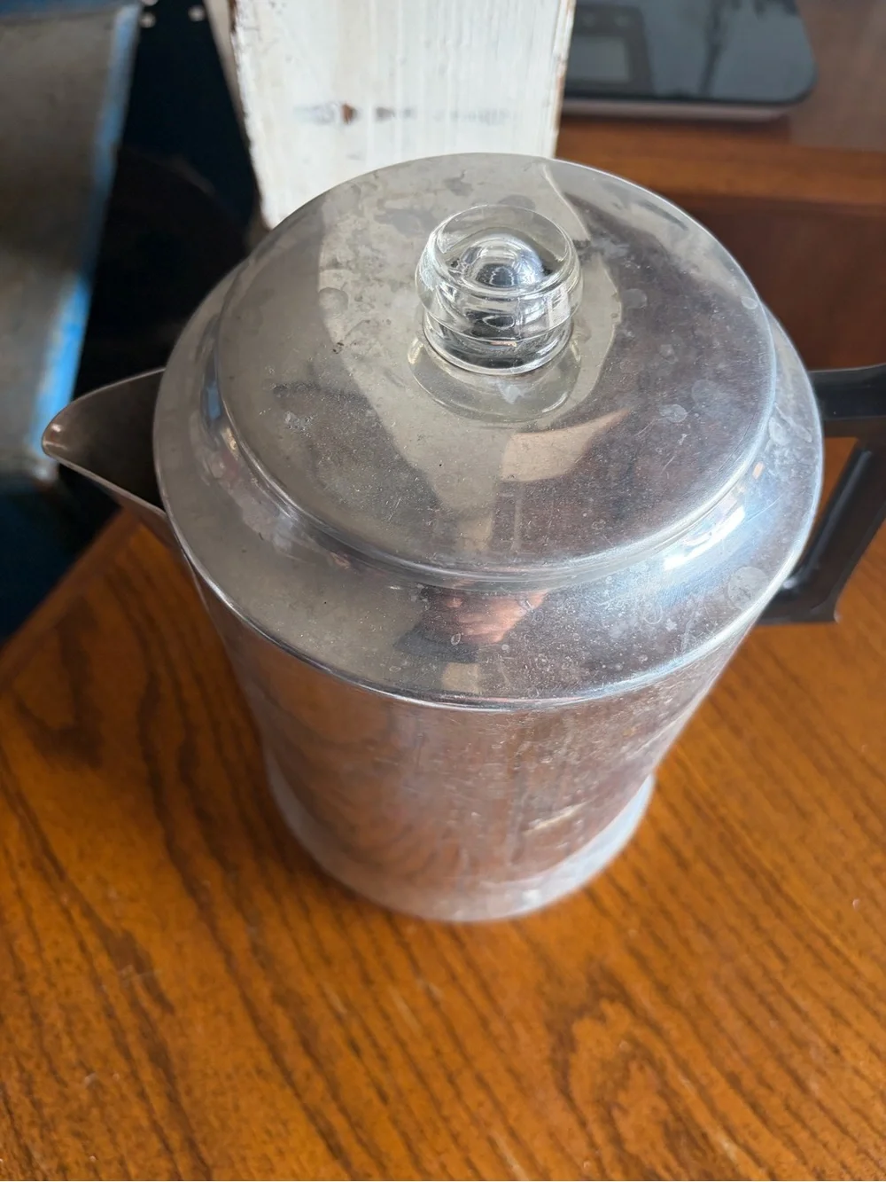 Aluminum Coffee Percolator with Black Handle - Silver